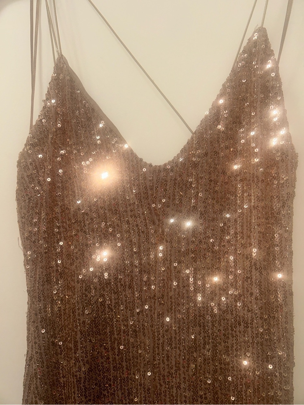 FashionNova Sequin Slip Dress in Champagne Size M